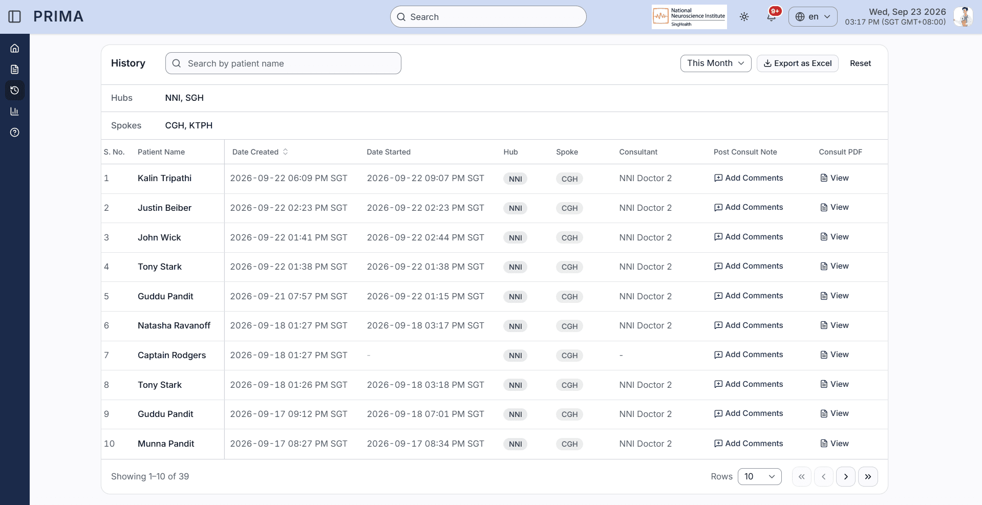 KrixiCare Consult History Records
